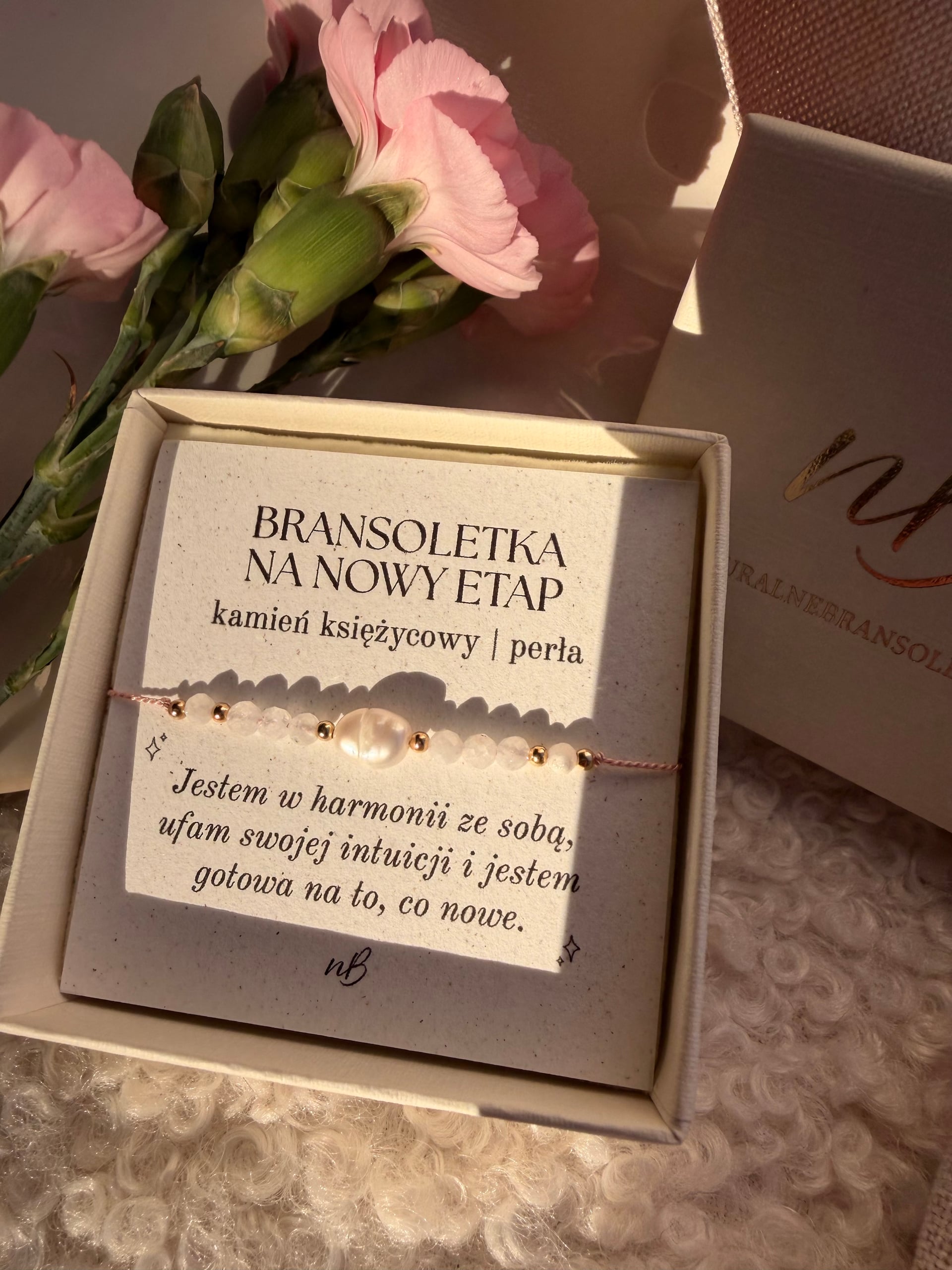 Bransoletka z Kamień księżycowy, Perła - Bransoletka na nowy etap - energetyczna bransoletka z kamieni naturalnych